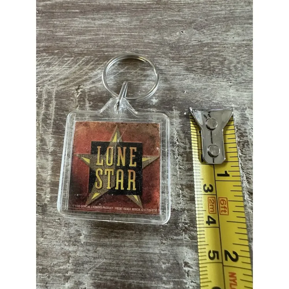 Vintage Keychain Lone Star Key Ring Acrylic Fob Country Music Artist USA